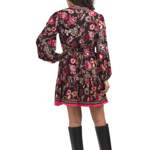 ADRIANNA PAPELL Blouson Sleeve Floral Mini Dress - Picture 4 of 4
